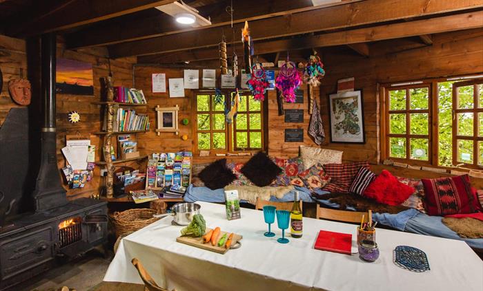 Log Cabin-communal space for guests to use